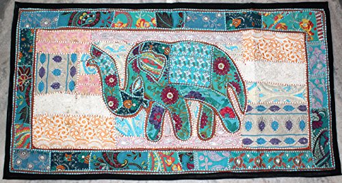 Tapisserie murale indienne 63x127 cm déco murale vintage patchwork bohème fait main