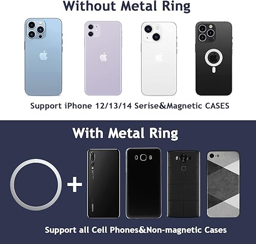 Miniatura 8 de Soporte magnético para anillo de teléfono MagSafe con rotación de 360, soporte de anillo de teléfono ajustable, accesorios seguros para iPhone
