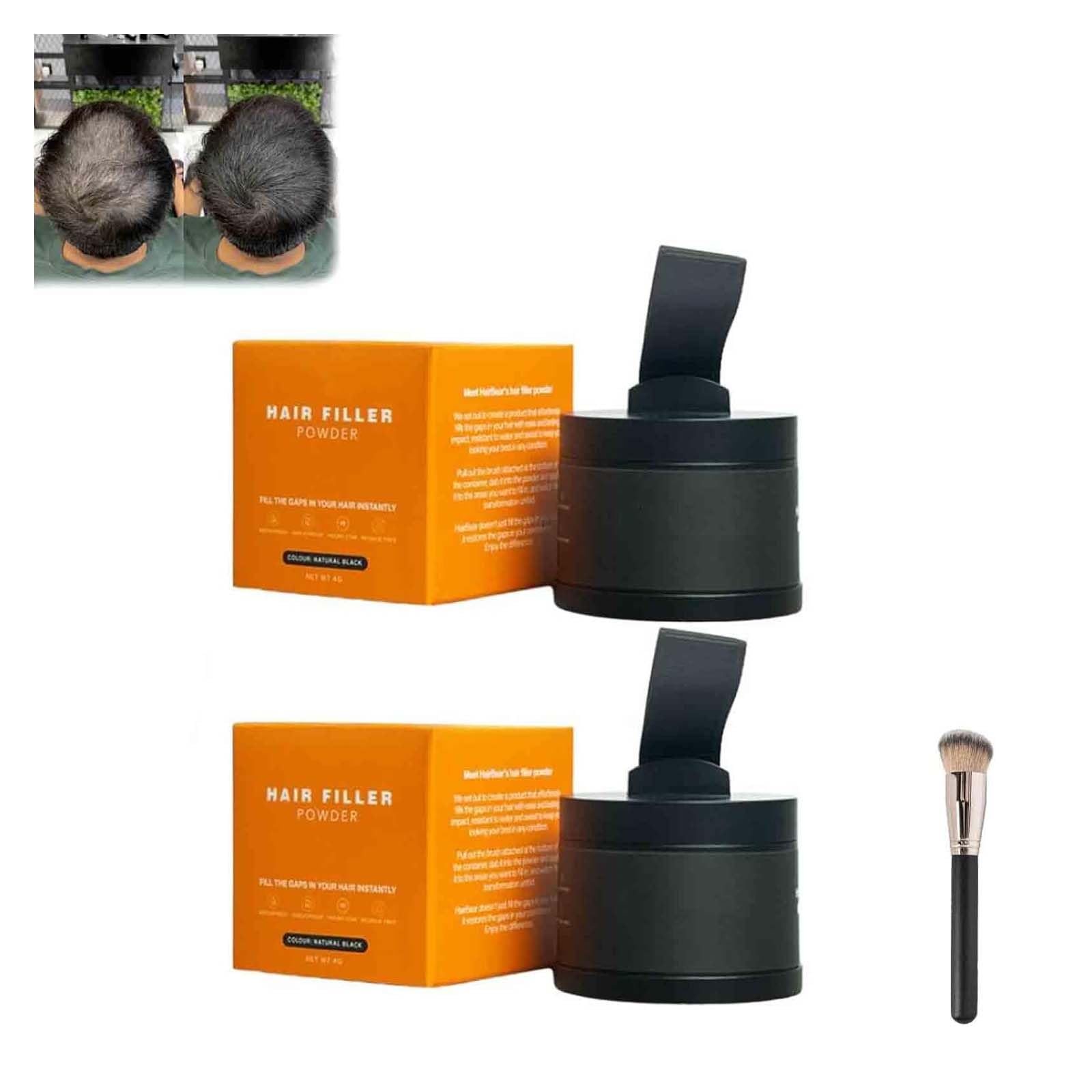 Hairbear Hair Filler,Blissae Hair Filler Powder, Long Lasting Water Proof,Hairbear Hair Filler Powder,Fast & Full Care, Natural Hair Thickening Fibers Instant Volume & Scalp Coverage (Black 2PC, 39g)