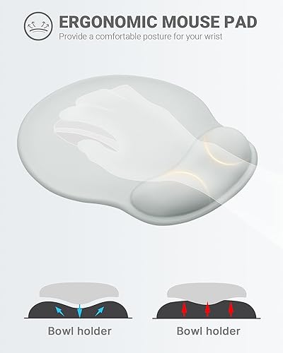 Miniatura 2 de Alfombrilla ergonómica para mouse con soporte de muñeca, cómodo reposamuñecas, alivia el dolor de muñeca, alfombrilla de mouse de gel con base de