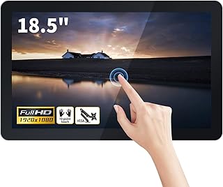 TouchWo 18.5 inch Capacitive Multi-Touch Screen Industrial Monitor, 16:9 FHD 720P, Built-in Speakers, VGA, DVI & HD-MI Monitor for PC, POS, Small Business, Restaurant