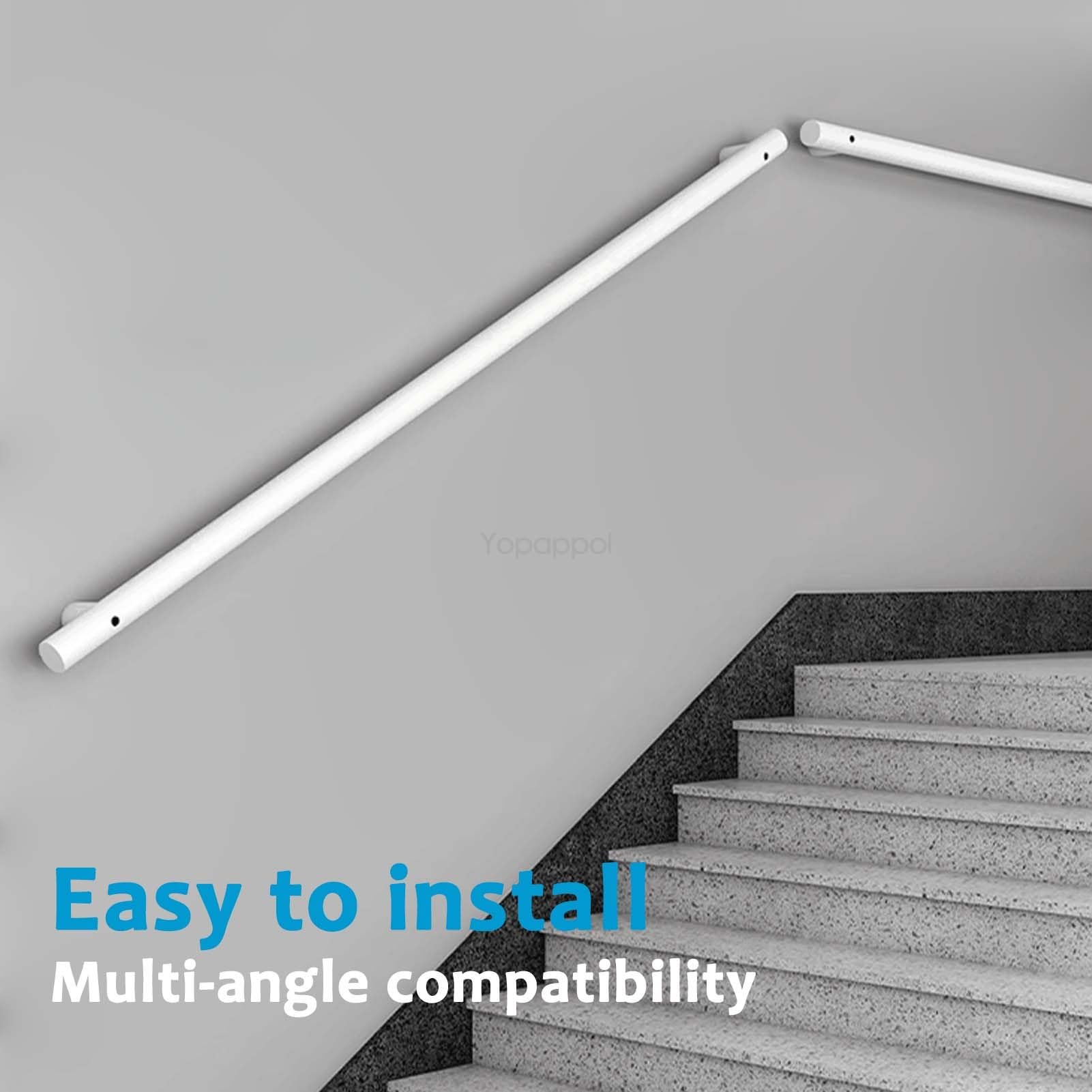 Kit di Supporto per corrimano per Scale in Acciaio Inox da 1, 2, 3, 4, 5, 6 Metri, Barra di Sicurezza per Scale a Muro, corridoio, Villa, Edificio, Loft (90 cm)