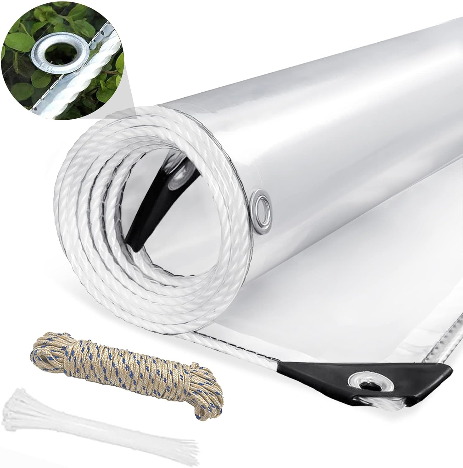 YYHSND Transparent Tarpaulin with Eyelets, PVC 20 Mil Clear