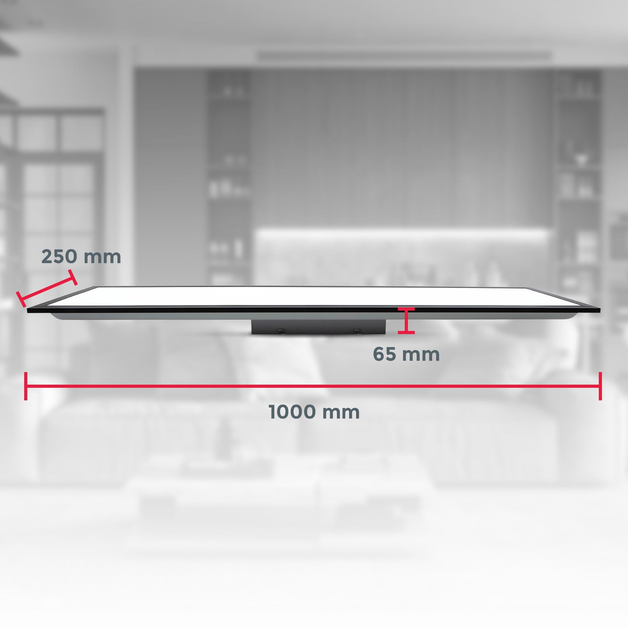 Panneau LED 22W 2300 Lumens Blanc Neutre 100x25x6,5 cm Noir Plafonnier Lustre