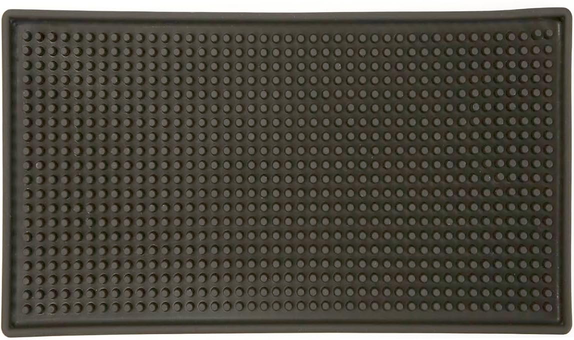 Xibany Tapete de bar pequeño, 6 x 12 pulgadas, tapete de café negro de PVC para accesorios esenciales de bar en el hogar, tapete de cóctel para camarero, tapete de derrames para encimera de cocina,