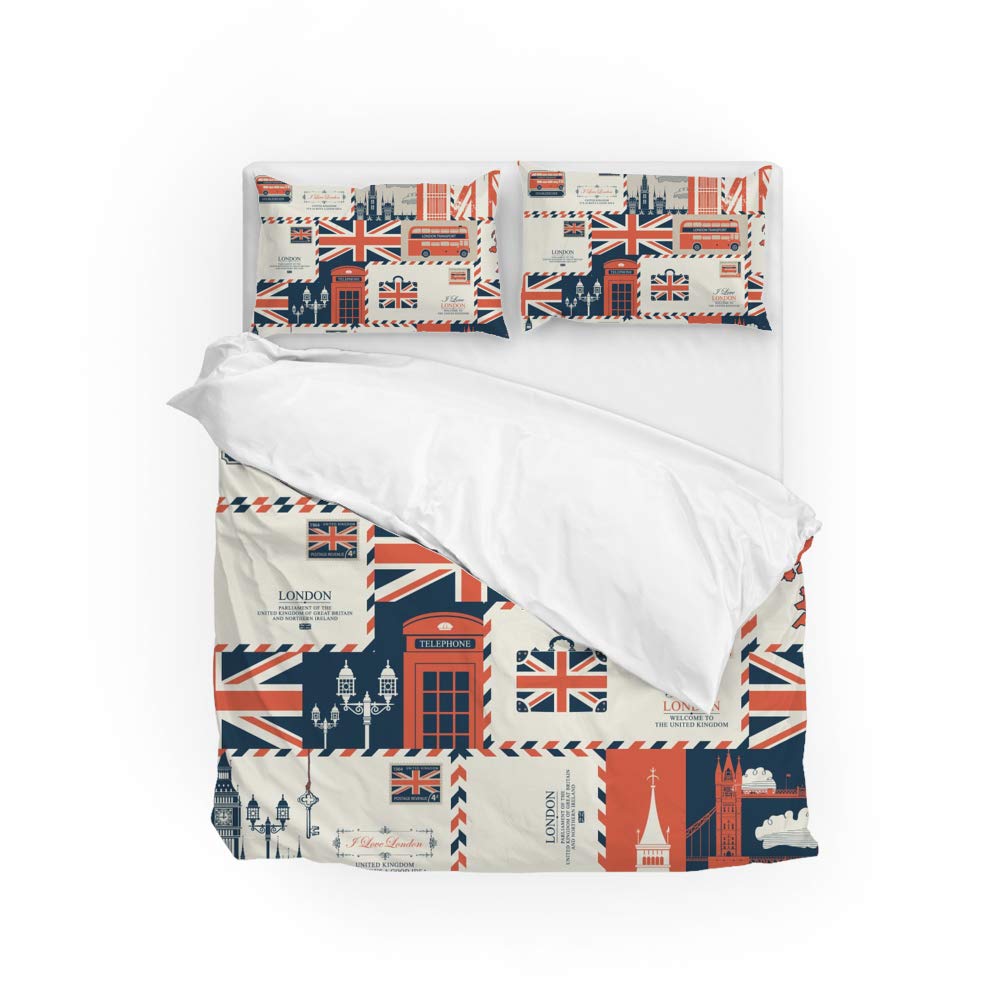Parure de lit style britannique infroissable en tissu polyester résistant