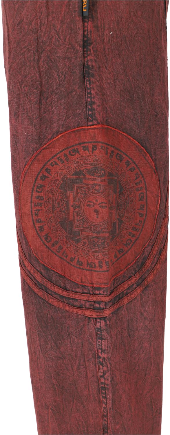 GURU SHOP Stonewash - Pantalones de yoga unisex de algodón con impresión Thanka para hombre, algodón, ropa alternativa