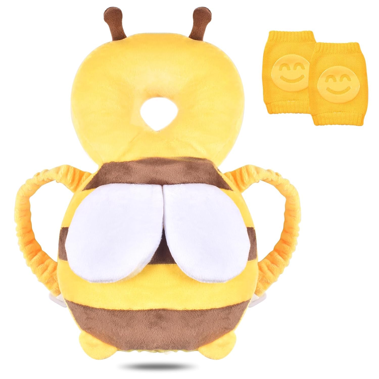 Baby Kopfschutz,Atmungsaktive Baby Head Schutzpolster,mit Knieschonern,Baby Kopfschutz Kissen und Baby Knieschützer,Ideal für Kinder, die krabbeln und laufen lernen, bienenförmig
