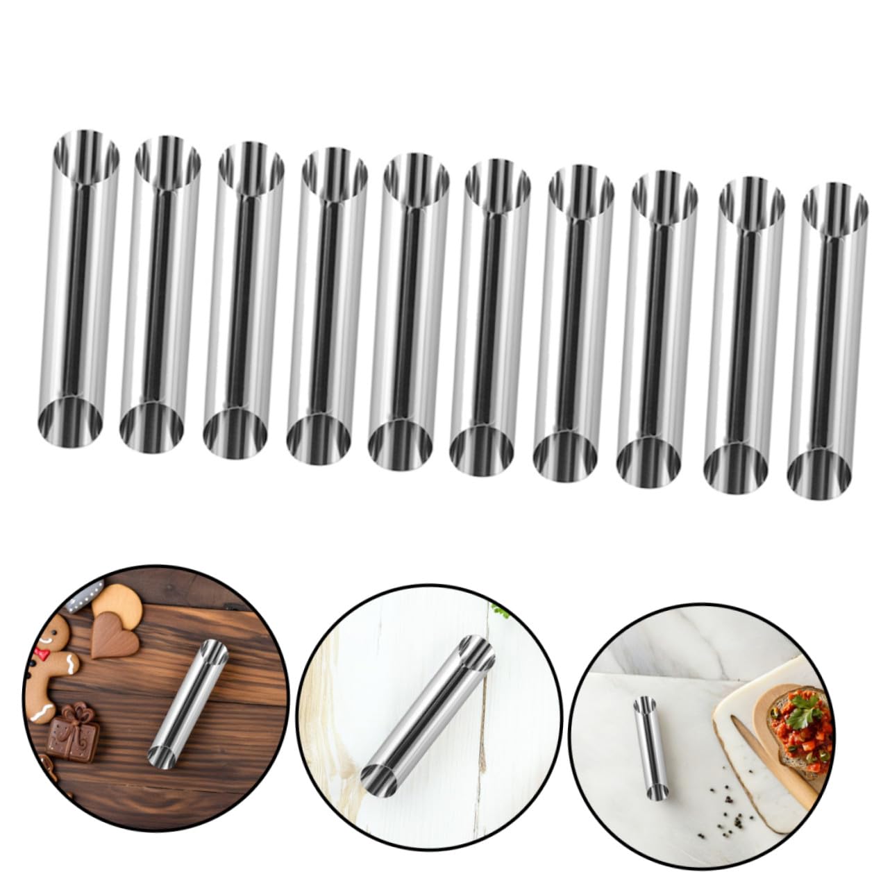 Ciieeo 35 Stück Edelstahl Cannoli Röhren mit Hohler Spiralstruktur Dualer Richtung und Gleichmäßiger Croissant Formung Vielseitig für Kommerzielles und Heimbacken in Silber
