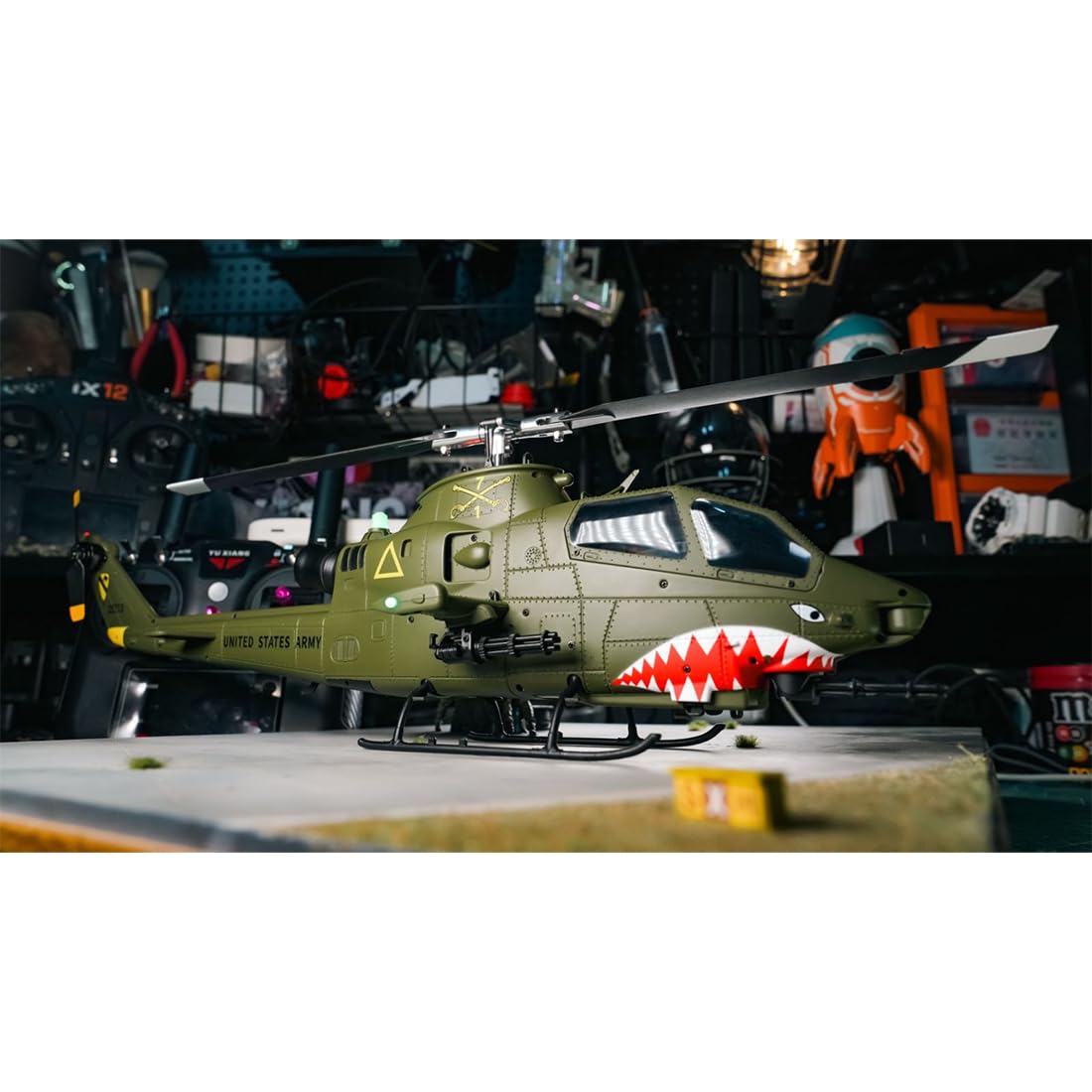 YU Xiang F112S AH-1 Cobra 1:40 RC Hubschrauber GPS 9CH Flybarless Doppelrotor Militär Helikopter Mit Zwei Brushless Motoren, Höhenhaltung & Intelligentem LiDAR-Flugmodus – RTF