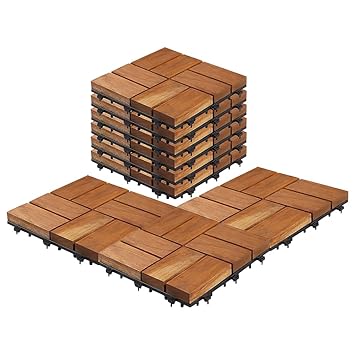 Cheston Interlocking Tiles for Floor I Interlocking Wooden Tiles for Garden, Balcony & Poolside I Weather & Water Resistant I Flooring Solution I 12