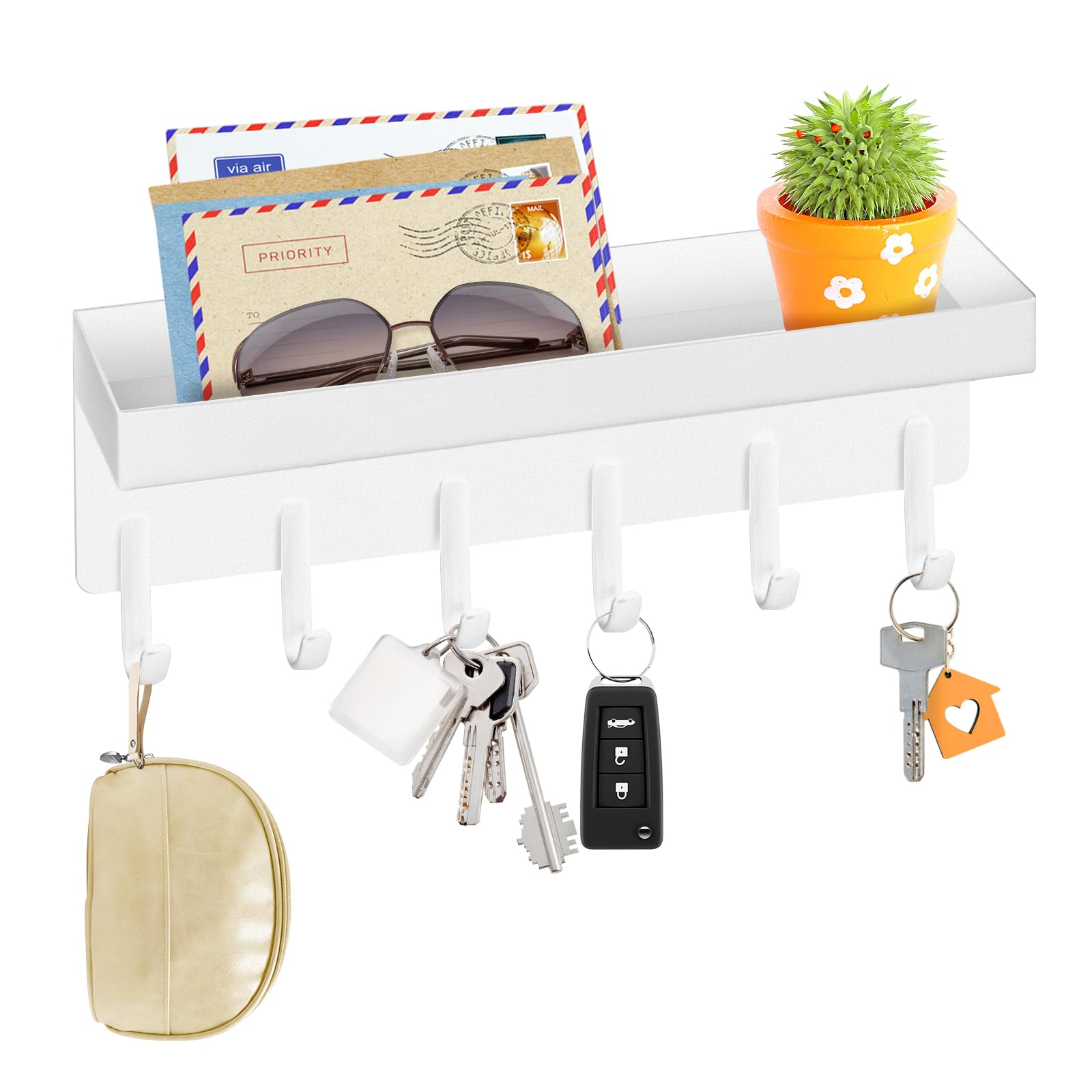 Amazon.com: VIS'V Key Holder Wall Mount, Small Metal Key Rack with Tray ...