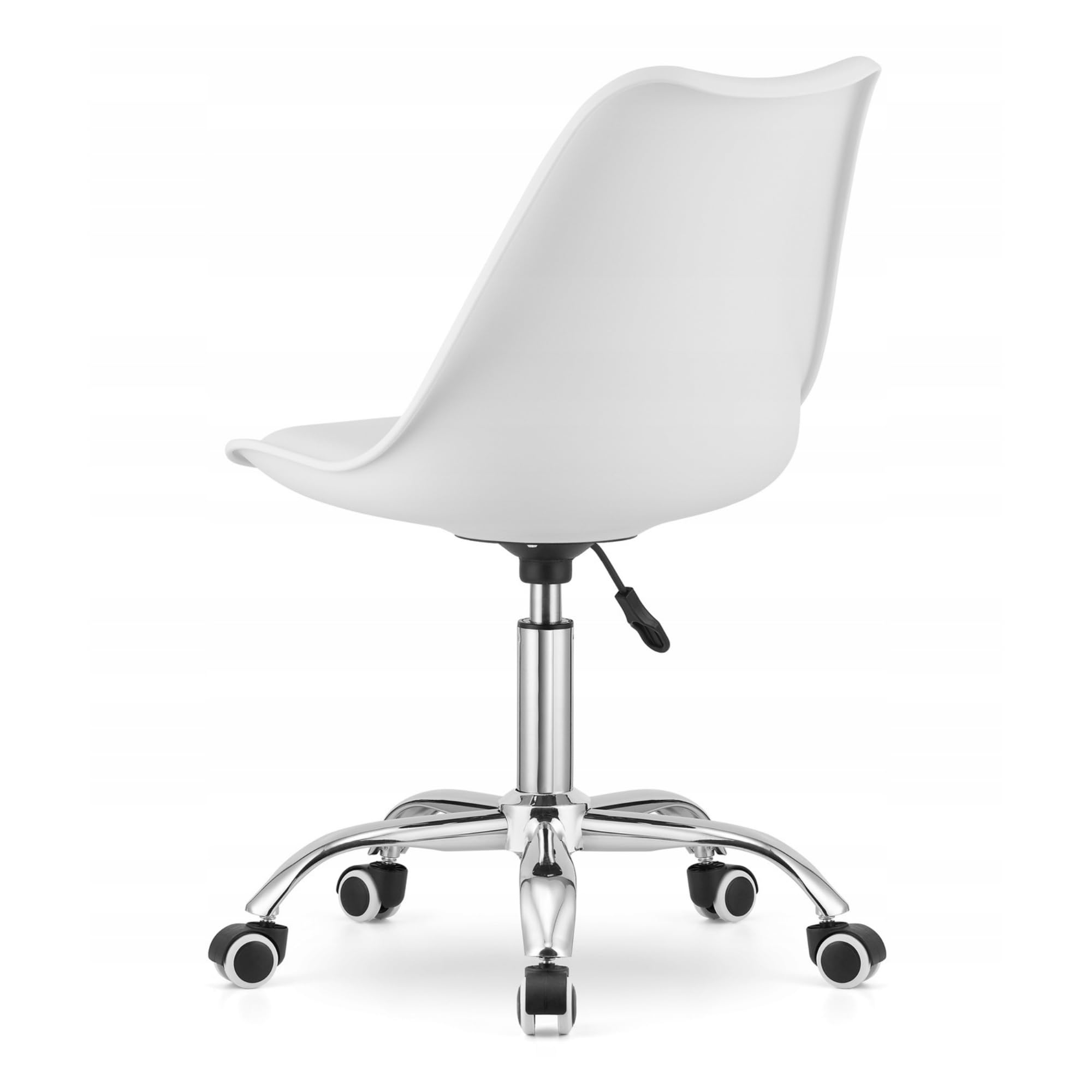 Pack 2 Silla de Oficina Blanca con Ruedas Giratorias, Altura Regulable 70-91 cm, Asiento Acolchado de Espuma y Respaldo Ergonómico, Tapizado PVC Fácil de Limpiar, para Escritorio, Estudio y Trabajo