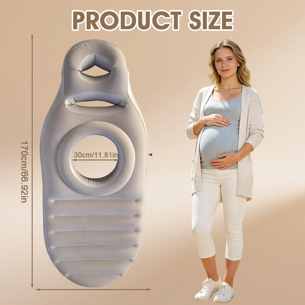 Almohada inflable de embarazo para dormir, colchón de almohada de maternidad con agujero, almohada de embarazo de cuerpo completo, para mujeres embarazadas, dormir boca abajo, apoyo a la