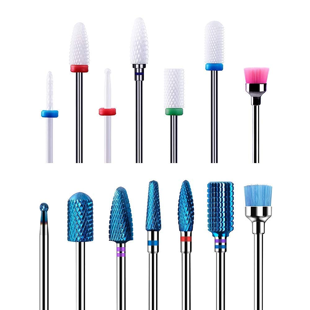 MelodySusie Ceramic Nail Drill Bits Set 7Pcs, Tungsten