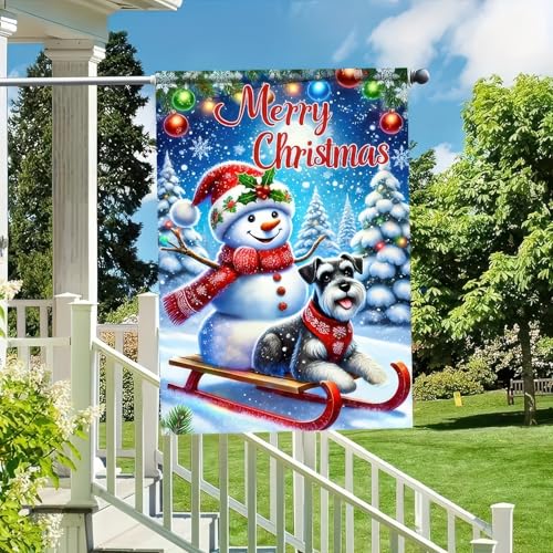 Image of BlissYard Christmas Schnauzer Dog Garden Flag 12x18 Inch Polyester