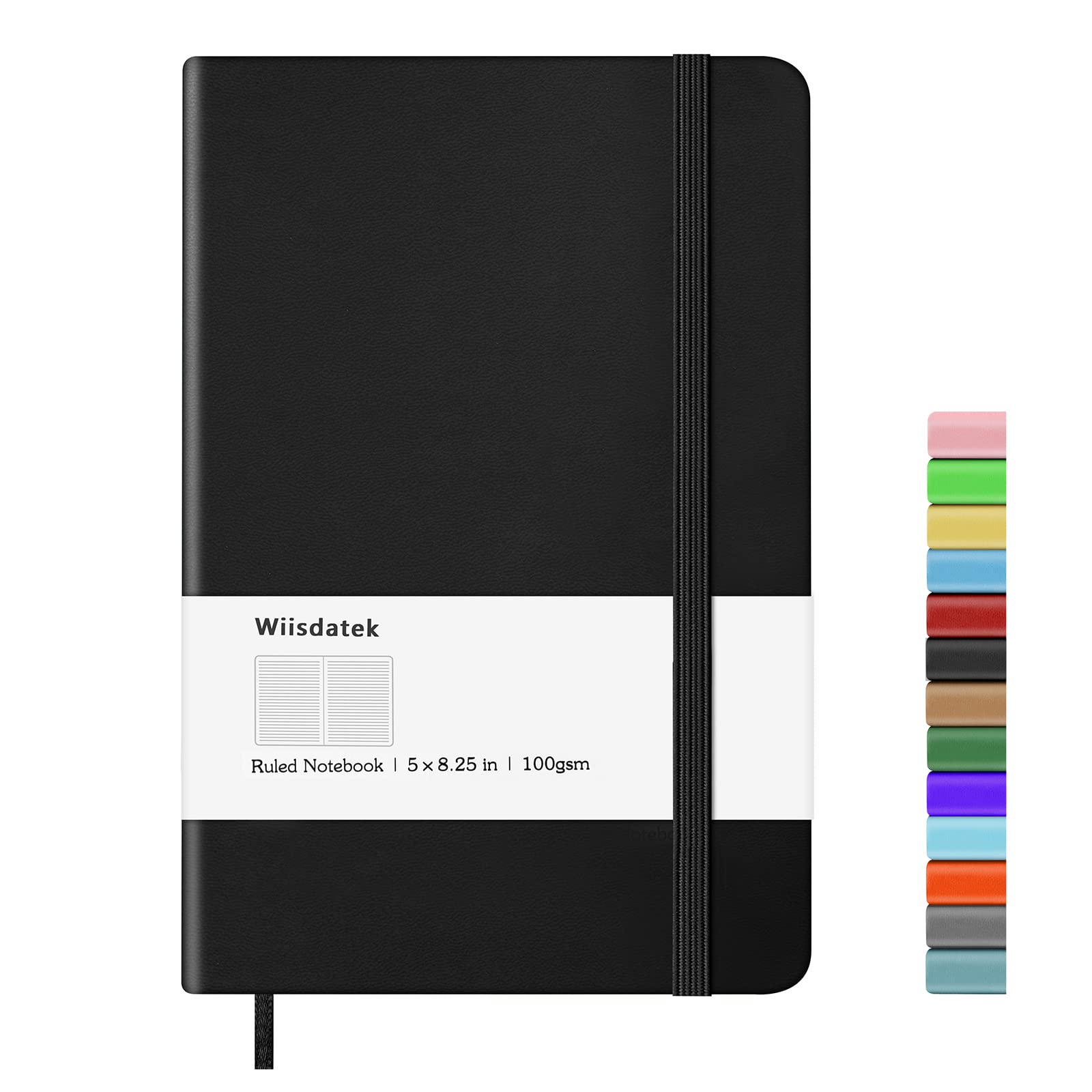 Notebook Journal, Lined Hard Cover,100Gsm Premium Thick Paper with Inner Pocket for Writing Note Taking Office School,5"×8.25"(Black)