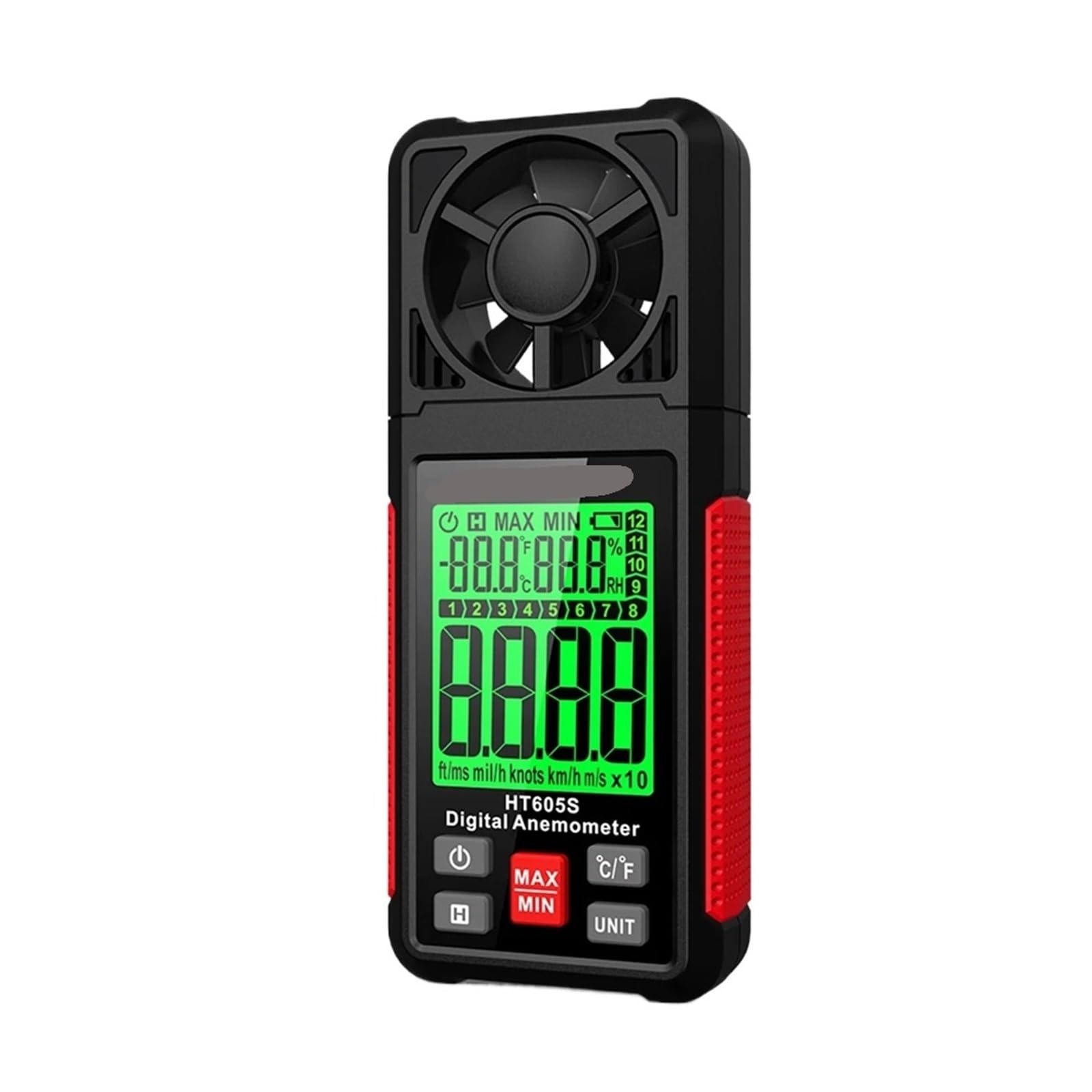 Anemómetro Digital HT605S, anemómetro de flujo aire, retroiluminación LCD, termómetro profesional 3 en 1, higrómetro