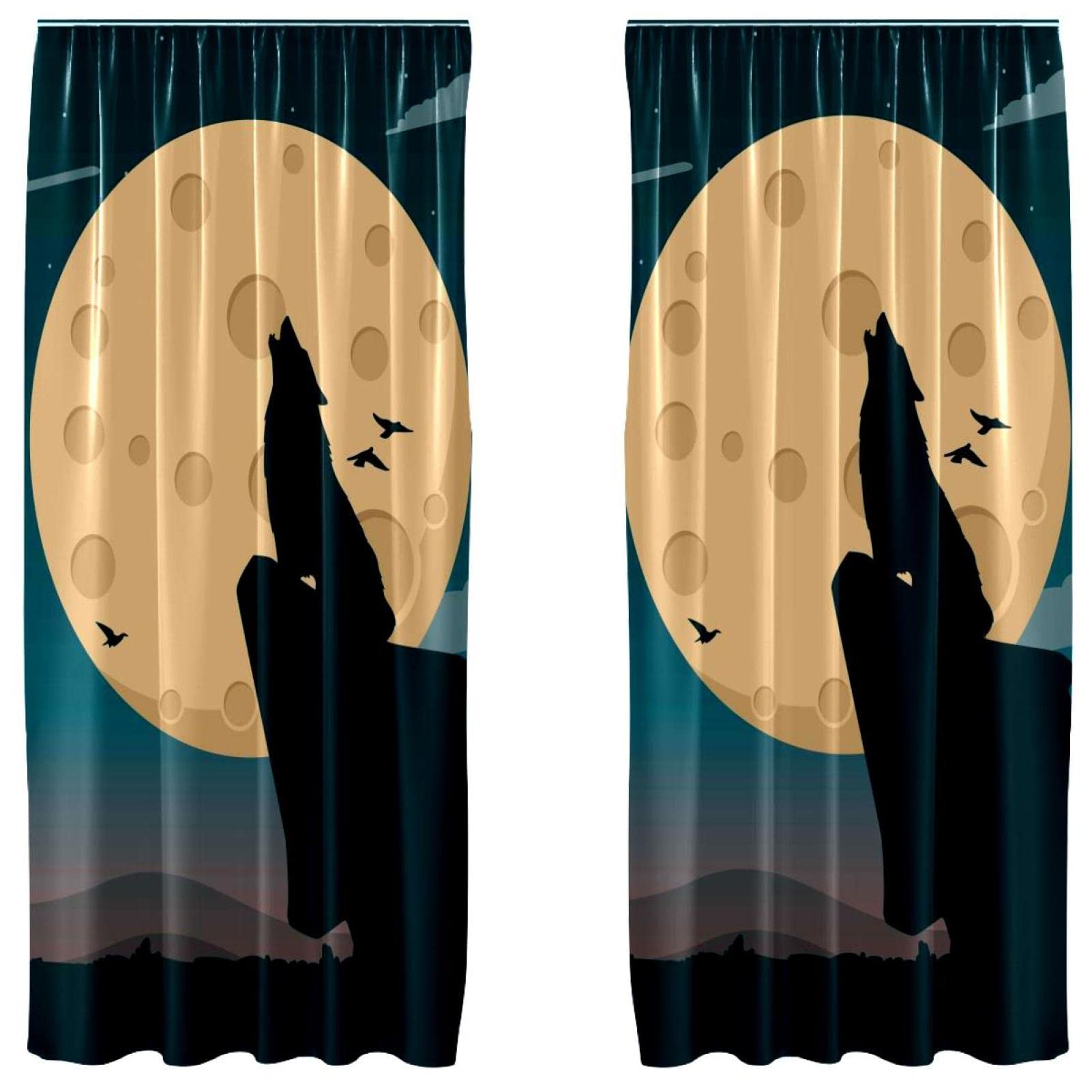 Cortinas opacas térmicas Moon Spacescape de microfibra, juego de 2 paneles de 55 x 84 pulgadas