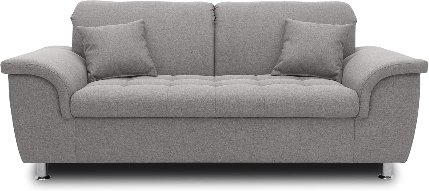 DOMO. collection Sofa Franzi, 2, 5-Sitzer Couch, 2, 5er Garnitur mit Nackenfunktion, Polstergarnitur 210 x 105 x 81 cm (BxTxH), grau