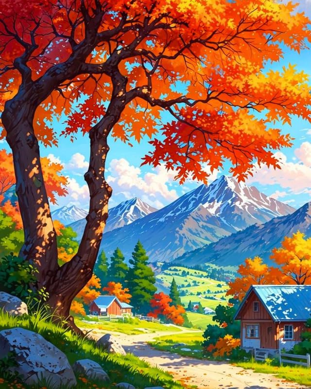 Image of TULIP N TURTLE Maple Lane DIY 5D Diamond Painting Kit Round Dril Cross Stitch
