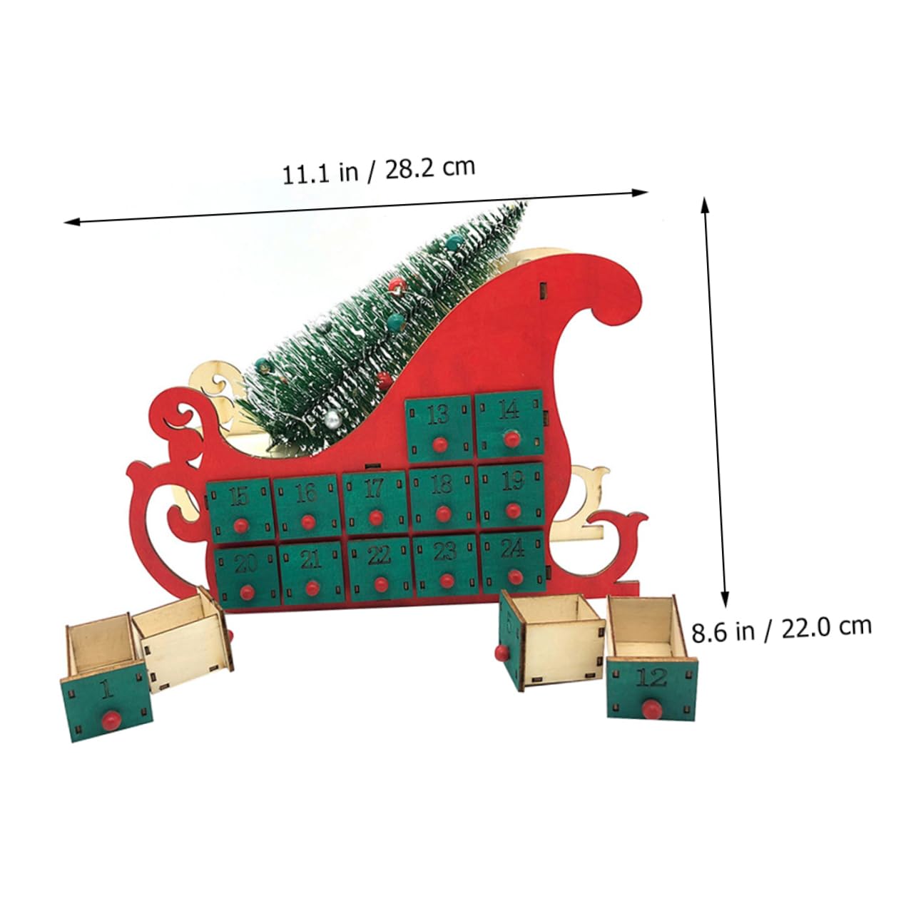 Generisch Weihnachtsschmuck Countdown-kalender Adventskalender-countdown Baum Adventskalender Für Erwachsene Beleuchteter Weihnachtlicher Rot Girlande Weihnachten Green Holz