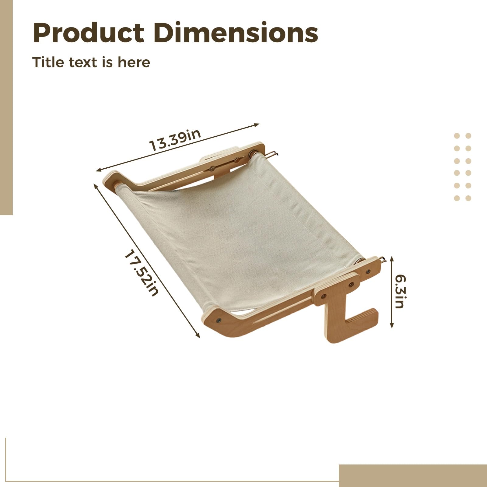 Generisch Cuccia per gatti da appendere alla finestra, telaio in legno da 44,5 cm, ganci in metallo stabile, portata fino a 25 kg, amaca in tela grigia per finestre chiare, accanto al letto per