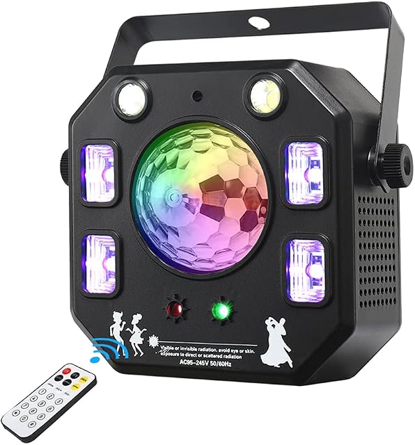 Party Light DJ Light, WorldLite Led Stage Lights 4 in 1 with Magic Kaleidoscope Ball, Led Patterns Strobe Light and Purple UV Light, Great for Stage & DJ Lighting, Disco Club Party Wedding Lights