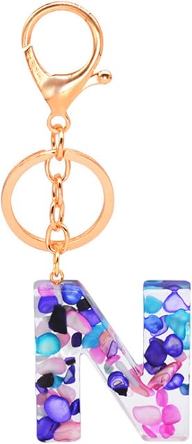 Ruesious Letter Keychain 1 Pc, Transparent Letter Alphabet Pendant Keychain Women Purse Charms Alphabet Pendant Key Ring with