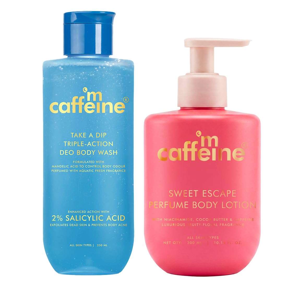 mCaffeine Daily Freshness Body Duo | 3-in-1 Perfume Body Wash - Odour Control | Aqua Fresh Fragrance | 2% Salicylic Acid for Smooth Skin | Sweet Escape Perfume Body Lotion | Fruity-Floral Fragrance-image-20