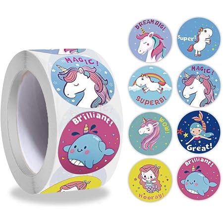 144 Rainbow Unicorns 30mm Stickers School Teacher Award Smile Reward - View #5