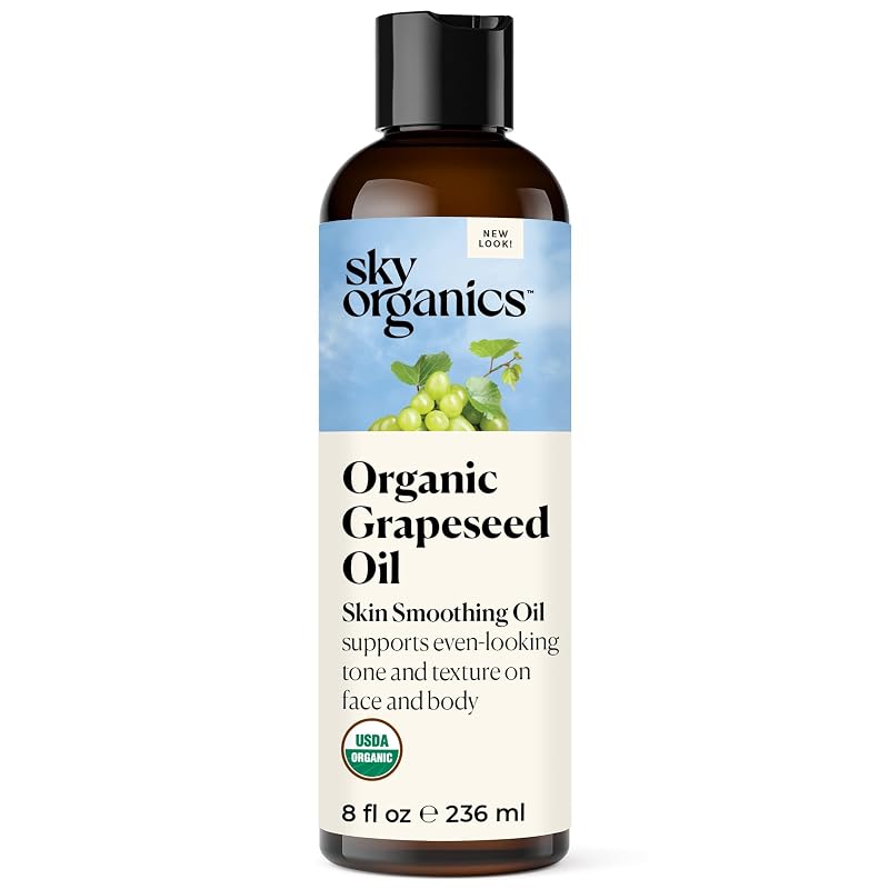 Óleo de semente de uva orgânico Sky Organics, 100% puro e prensado a frio, 240 mL