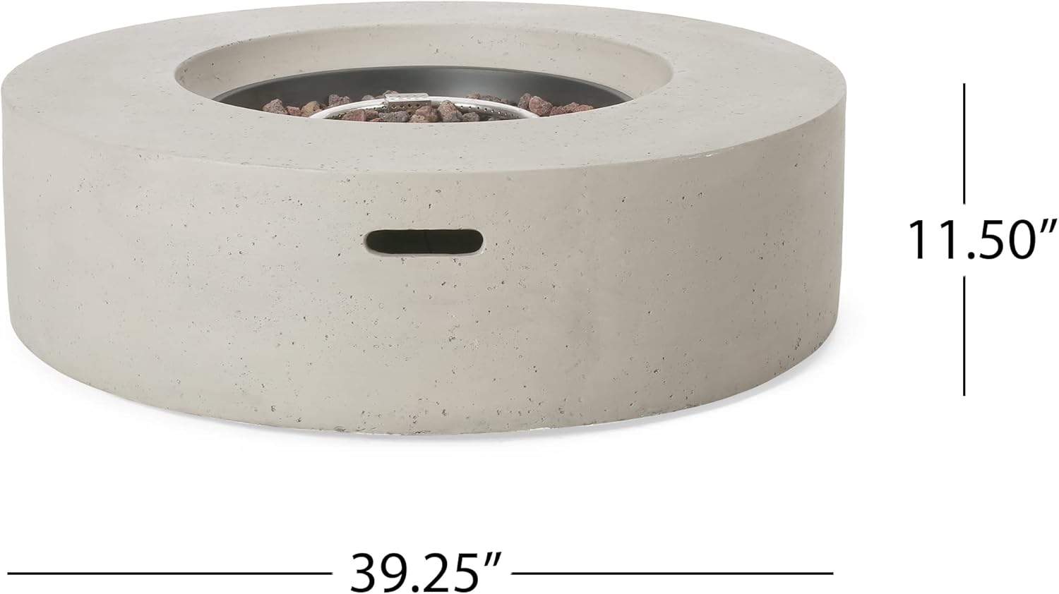 Outdoor Propane Gas Fire Pit, Modern 50000 BTU Round MgO Concrete Fire Table for Backyard Lawn Patio Deck Garden, 39.25" x11.5", Light Grey (Lava Rocks & Tank Cover not Included)