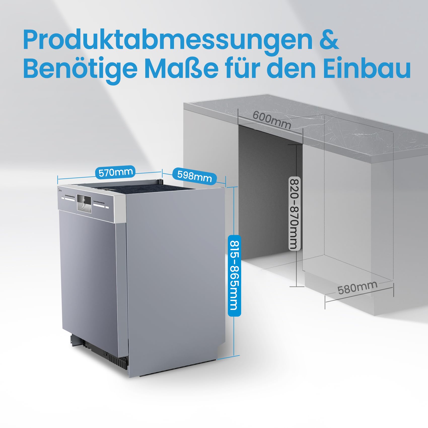 Midea Geschirrspüler Unterbau 60 cm 14 MGD Home Connect Hygienepflege+ Extra Trocknung Silber
