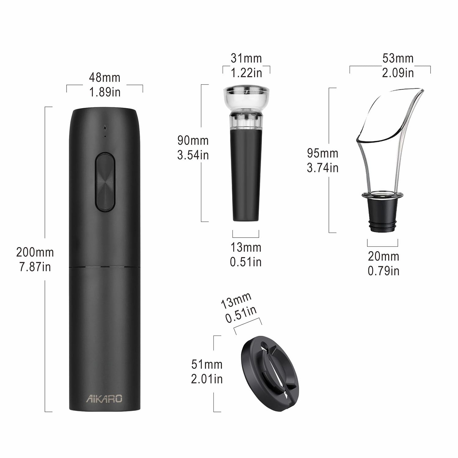AIKARO - Abrebotellas de vino eléctrico Sacacorchos electrónico automático (Set A)