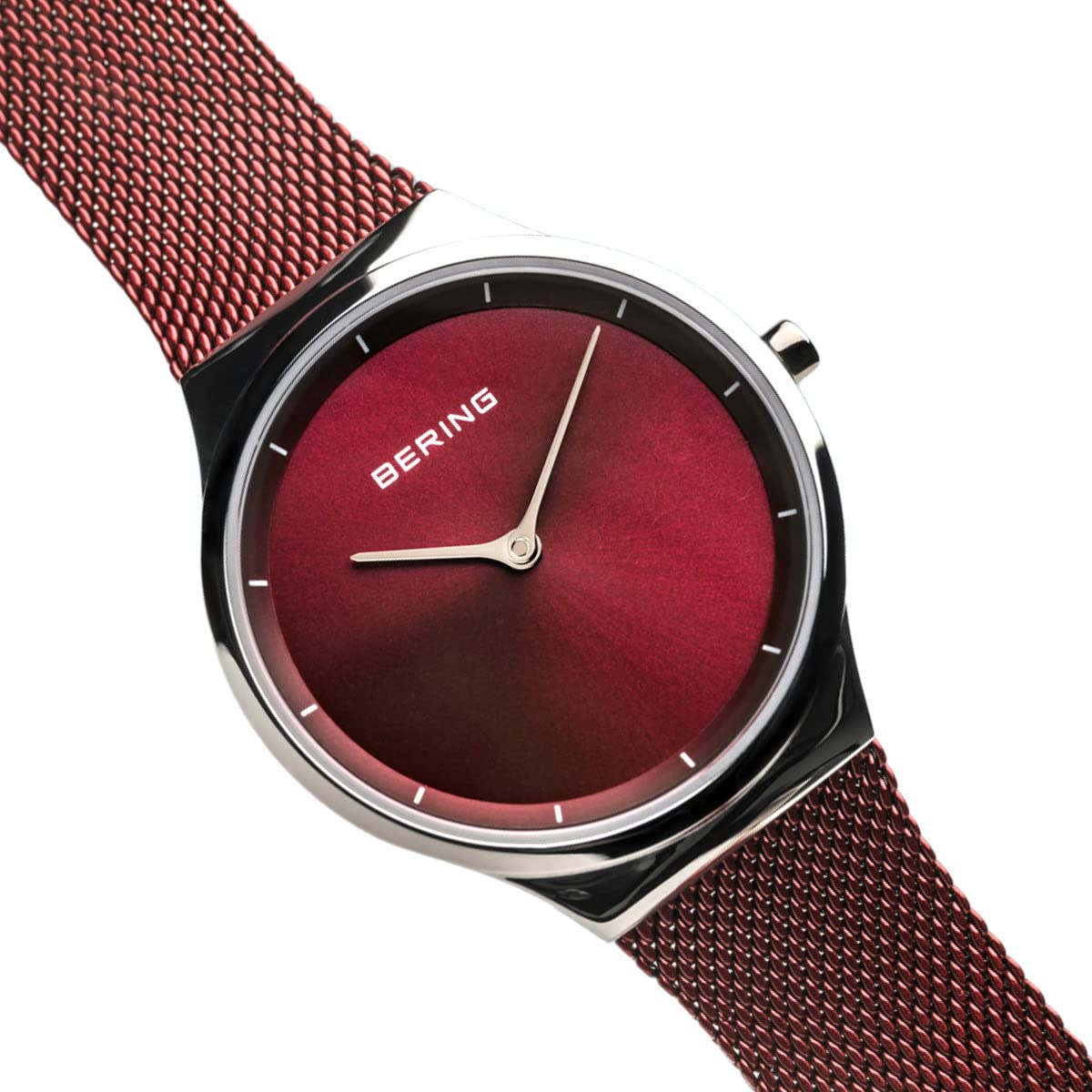 Bering Damen Quarz Uhr | Armbanduhr 31 mm Edelstahlgehäuse und Zifferblatt | Milanaisearmband | Saphierglas | 3 ATM | 12131