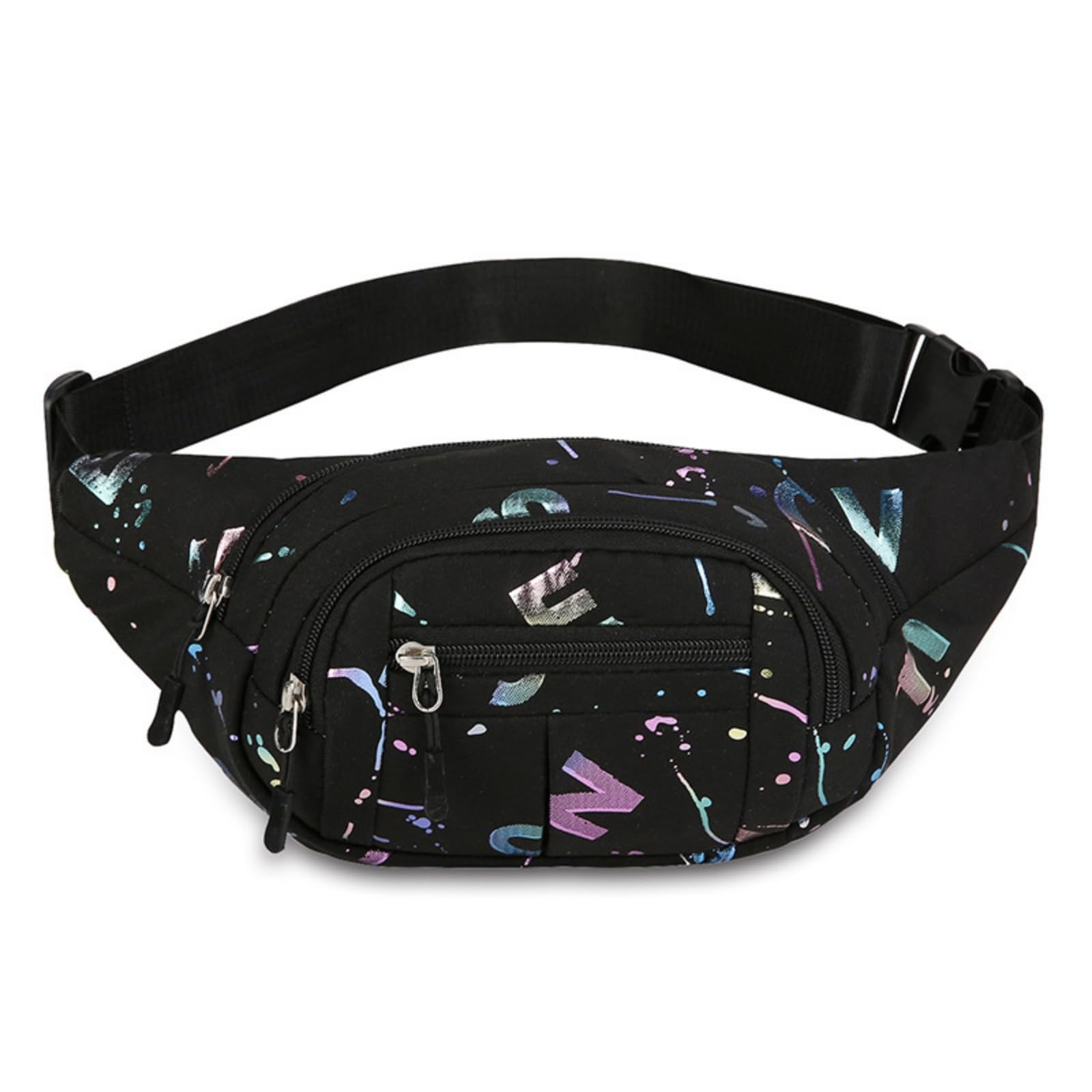 Hixingo Bum Bag for Men Women Waterproof, Bumbag Large with Zipper Lightweight Waist Pack with Adjustable Belt for Sports Running Hiking Walking Travel (Black,35x14x5cm)