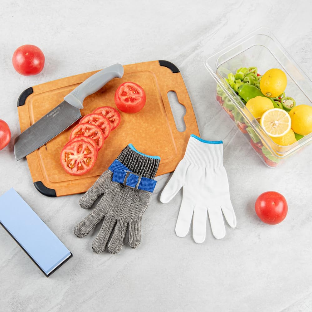 Restaurantware-Life Protector 9.3 x 3.9 Inch Kitchen Glove For Cutting, 1 306-Grade Steel Metal Glove - Level-9 Protection, Polyethylene Fabric, Stainless Steel Cutting Mitt, Durable, Dishwashable