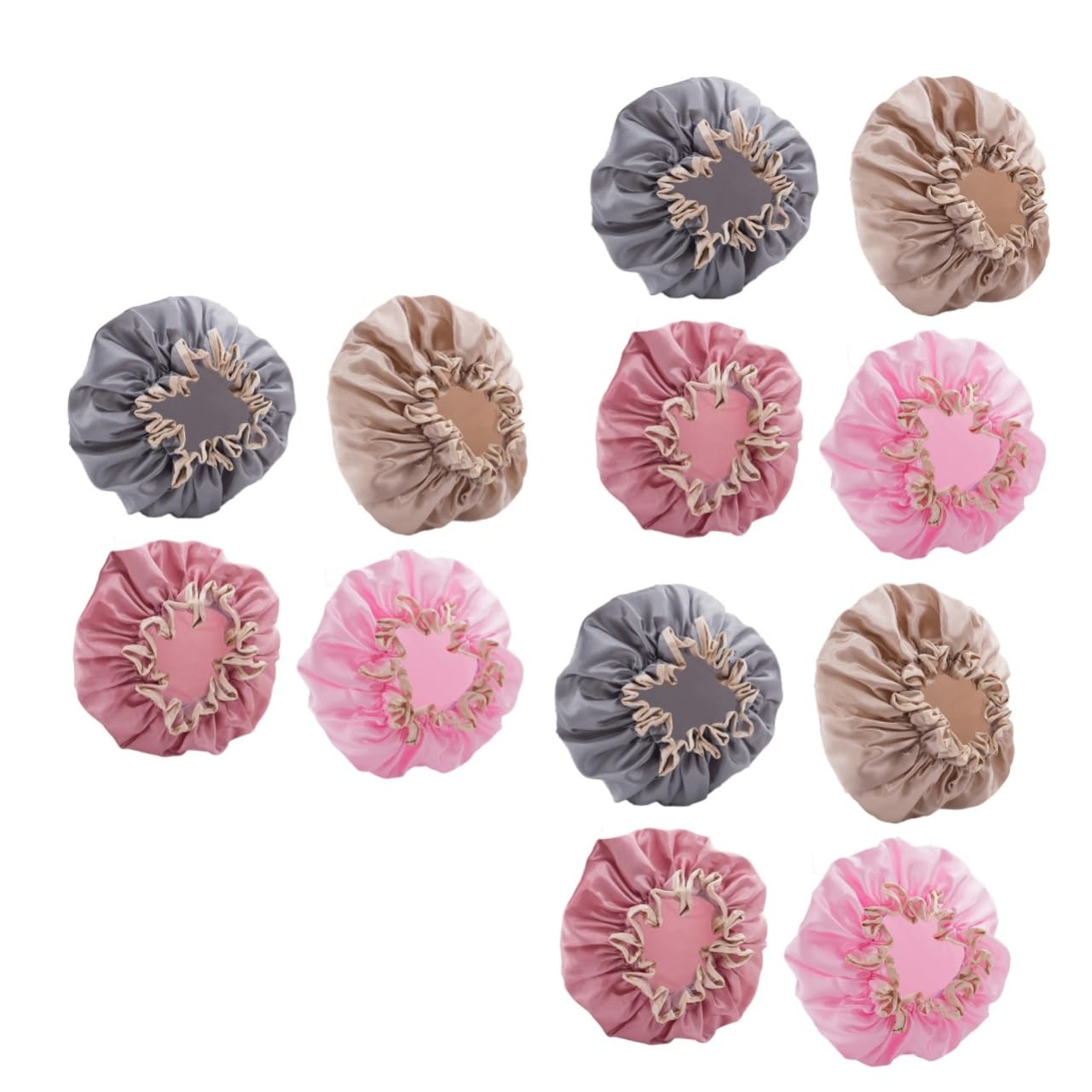Angoily 12stücke Teiliges Duschhauben Doppel-layer Wasserdichte Duschkappen Für Haarpflege Schickes Design Champagner Und Mauve Für Zuhause Und Salongebrauch