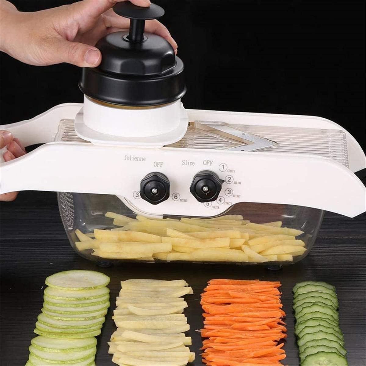 Cortador de verduras, cortador multifuncional de acero inoxidable, grosor ajustable para cortar verduras y frutas sin esfuerzo