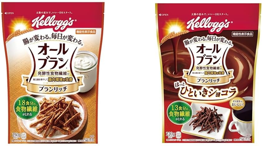 【セット買い】ケロッグ オールブラン ブランリッチ 250g ×6袋 + ケロッグ オールブラン ブランリッチ ほっとひといき ショコラ 220g ×6袋