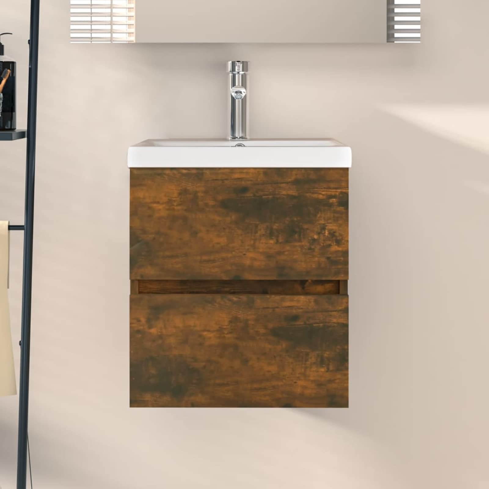 Mueble de Lavabo contrachapado Roble Ahumado 41x38,5x45 cm Mueble Auxiliar BañO Estrecho