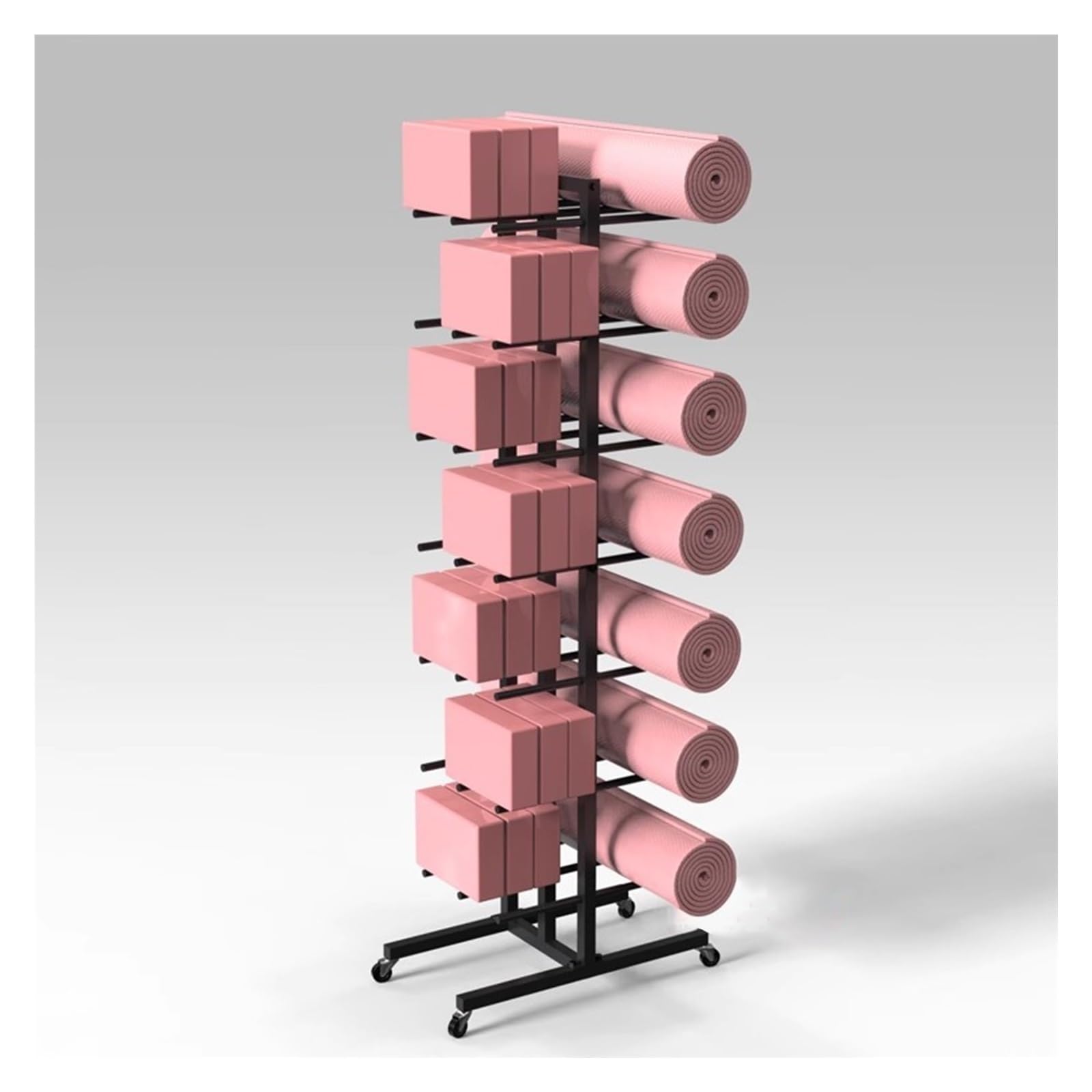 Soporte para Esterilla de Yoga, Organizador Vertical de 7 Capas para Bloques de Yoga, Soporte de Metal Resistente para Gimnasio y Sala de Entrenamiento, con Capacidad para 42 Bloques de Yoga