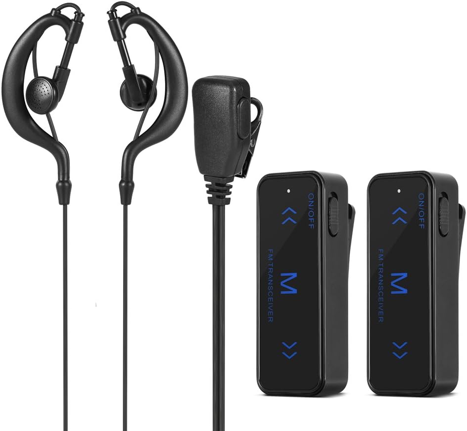 Two Way Radio Earpiece,2PCS 400-470MHz Mini Walkie Talkie 2-Way Radio Transceiver & Earpiece Headset with USB Powered,for Hotel,Shopping Mall,Supermarket,Hospital