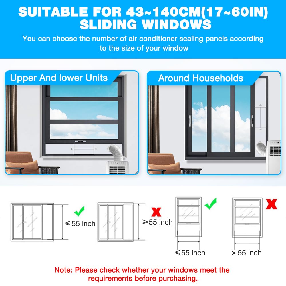 Kit di Sfiato per Finestra del Condizionatore, 4 Pezzi Guarnizione Finestra Condizionatore Kit, Kit Di Sfiato Portatile, Condizionatore d'Aria Portatile Windows Vent Kit, 13/15 cm