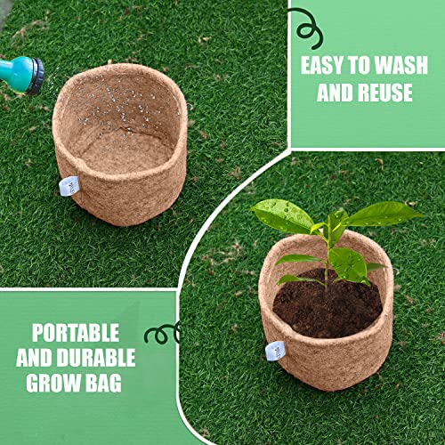 ORILEY Grow Bag Heavy Duty Geo Fabric Plant Pot Lightweight Bags Ideal for Gardening Balcony Terrace (Beige, Round, 500 GSM 4 x 4 inch Pack of 5)