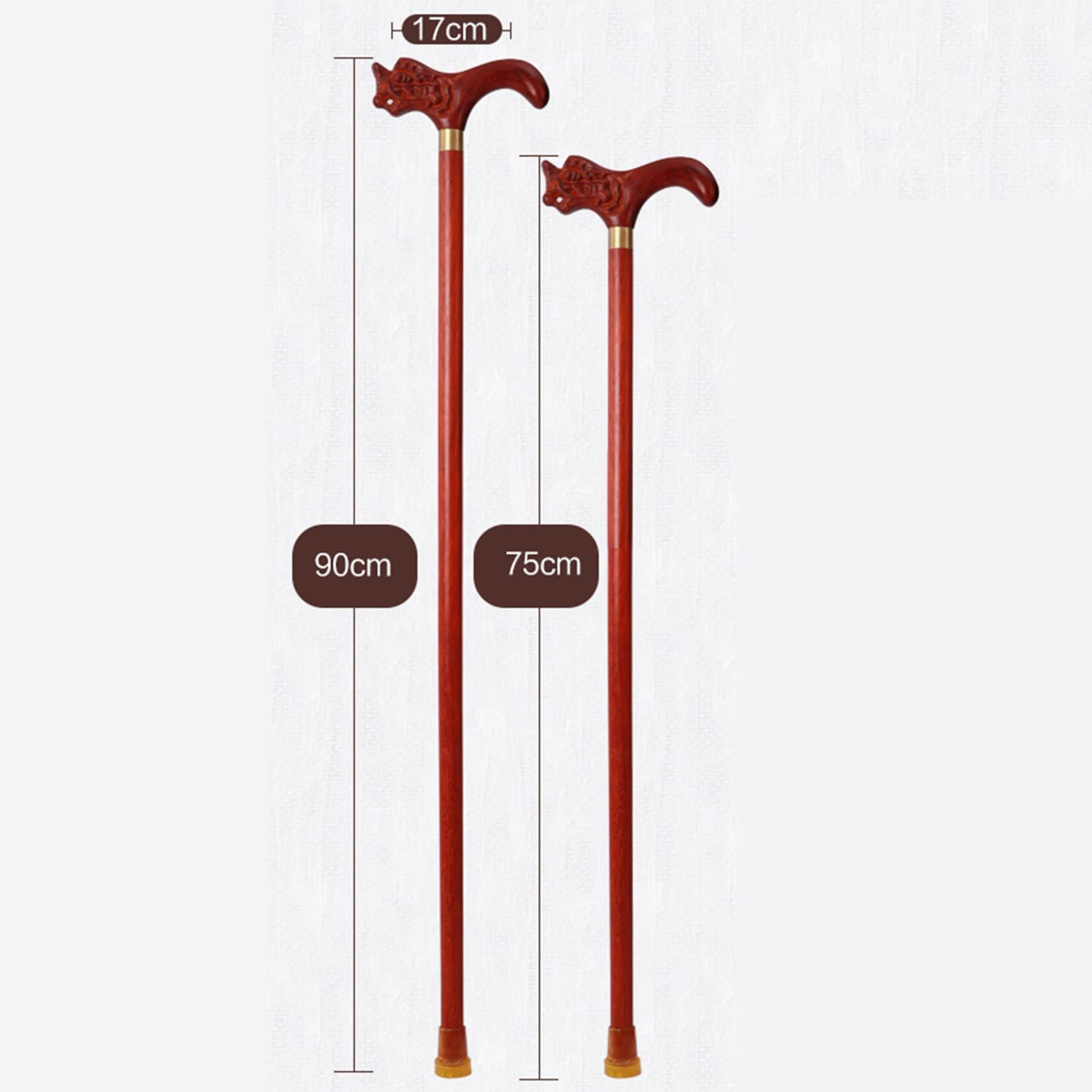 Drewniana laska do laski, laski do kobiet i mężczyzn, ergonomiczne uchwyty uchwytu laski, stado antypoślizgowe stałe, pomoce chodzące dla osób starszych (Size : 90cm)