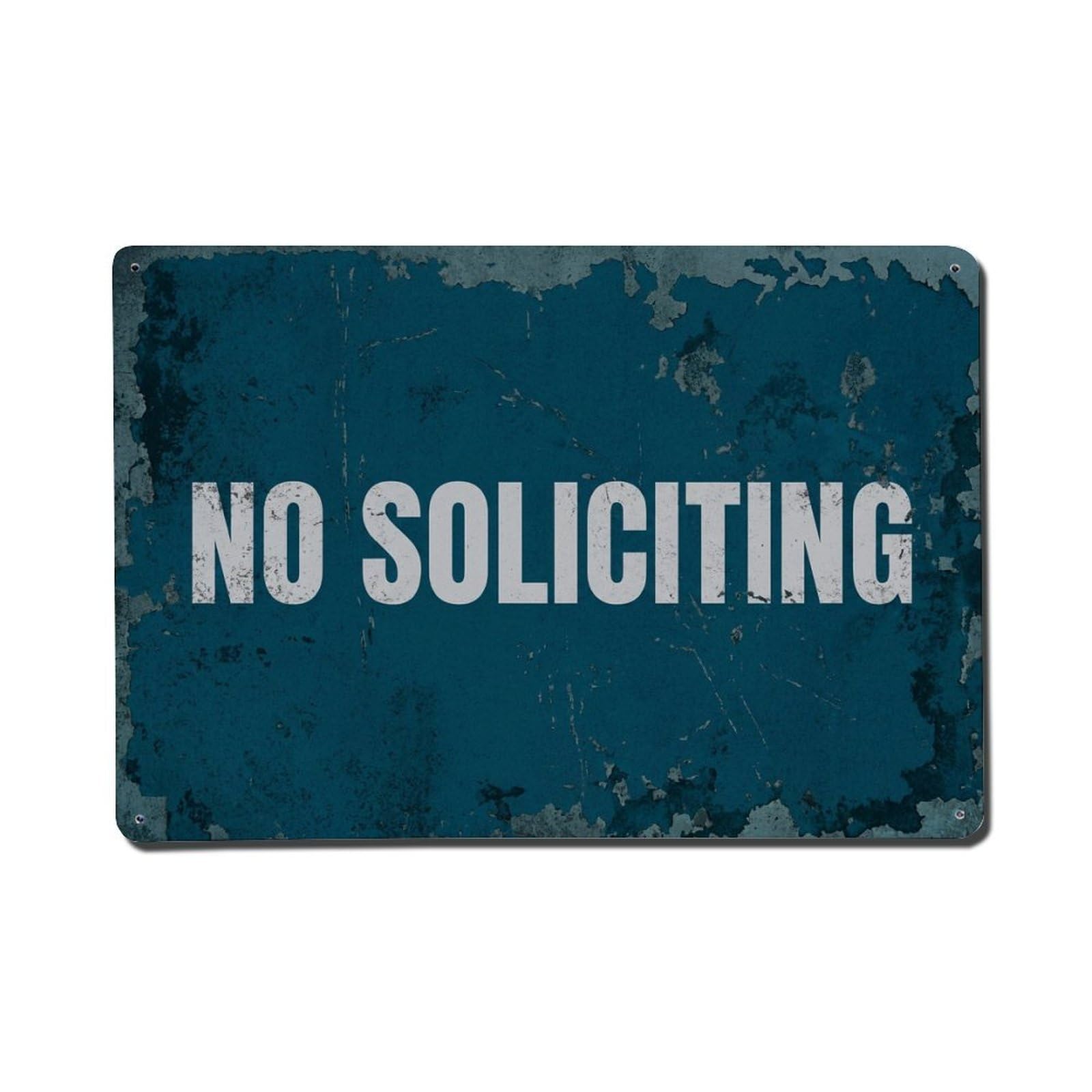 Vintage No Soliciting Metal Tin Sign