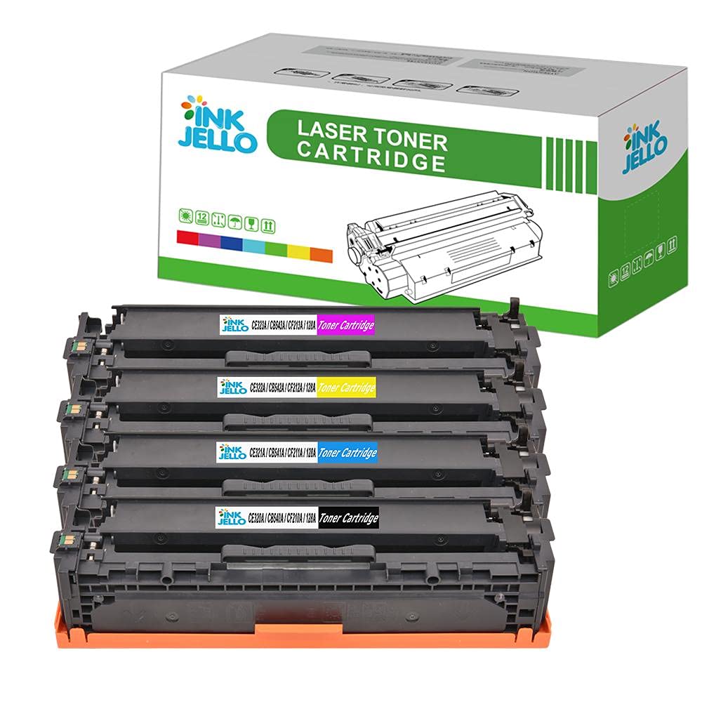 InkJello Compatibile Toner Cartuccia Sostituzione Per HP LaserJet Pro CM1415fn CM1415fnw CP1525n CP1525nw CE320A/1A/2A/3A (Nero,Ciano,Magenta,Giallo 4-Pack