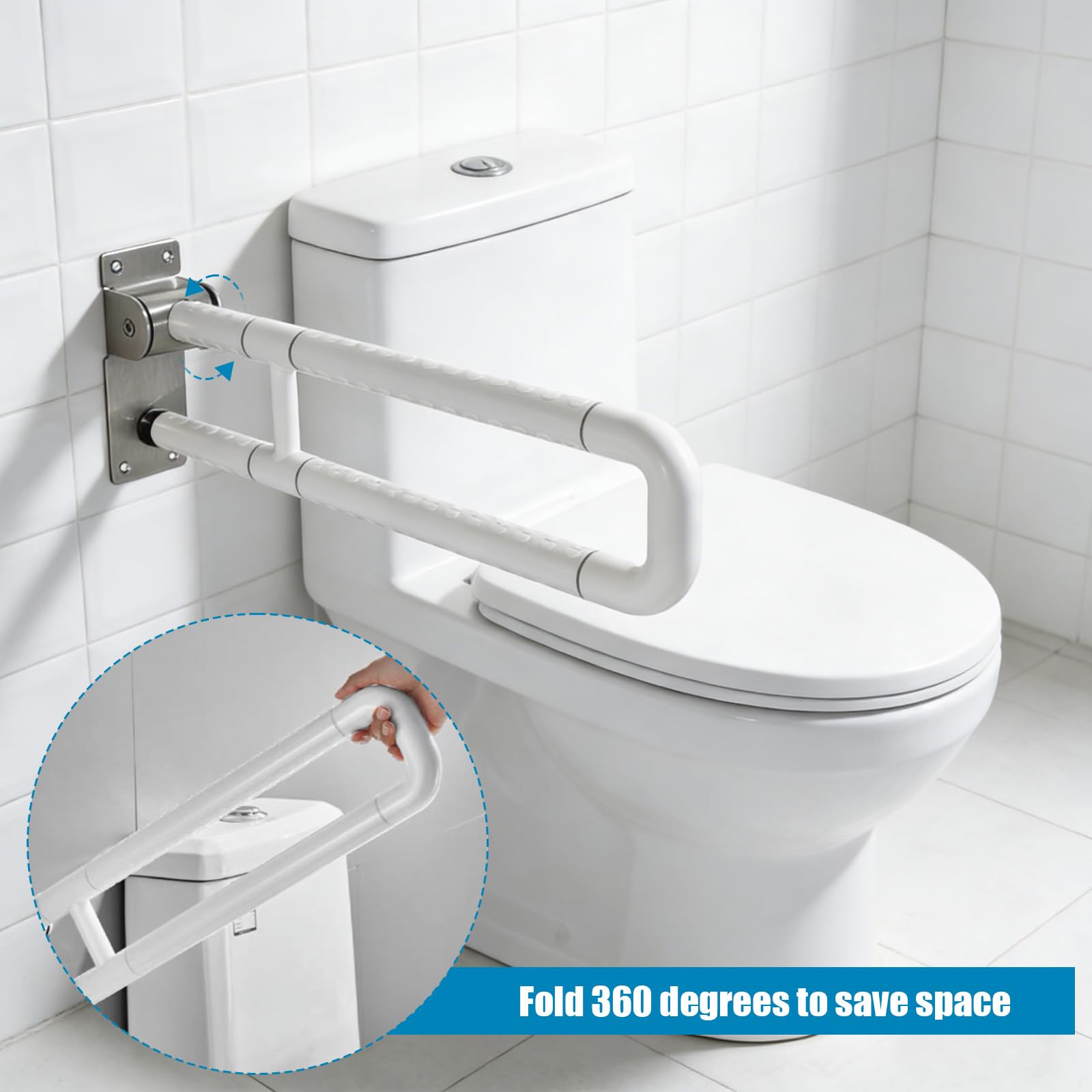 Maniglione Bagno Disabili, Maniglione Doccia Anziani in Acciaio Inossidabile, Maniglione di Sicurezza Ribaltabile Muro, WC Disabili Maniglia Antiscivolo per Bambini, Disabiliti, Gravida